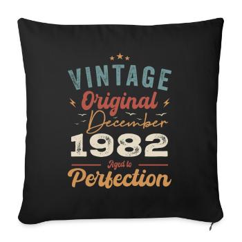 Vintage Geburtstag - Dezember 1982 - Geschenkidee - Sofakissenbezug 45 x 45 cm - Schwarz - Vorne