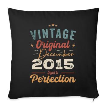 Vintage Geburtstag - Dezember 2015 - Geschenkidee - Sofakissenbezug 45 x 45 cm - Schwarz - Vorne
