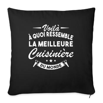 Idée cadeau - Meilleure cuisinière au monde - Housse de coussin décorative 45 x 45 cm - noir - Devant