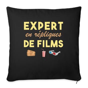 Expert en répliques de films cadeau humour cinéma - Housse de coussin décorative 45 x 45 cm - noir - Devant