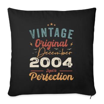 Vintage Geburtstag - Dezember 2004 - Geschenkidee - Sofakissenbezug 45 x 45 cm - Schwarz - Vorne
