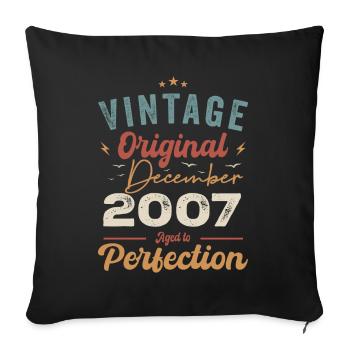 Vintage Geburtstag - Dezember 2007 - Geschenkidee - Sofakissenbezug 45 x 45 cm - Schwarz - Vorne