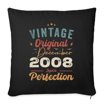 Vintage Geburtstag - Dezember 2008 - Geschenkidee - Sofakissenbezug 45 x 45 cm - Schwarz - Vorne