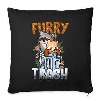 Furry Trash I Furries Convention I Anime Cosplay - Sofa pillowcase 17,3'' x 17,3'' (45 x 45 cm) - black - Front