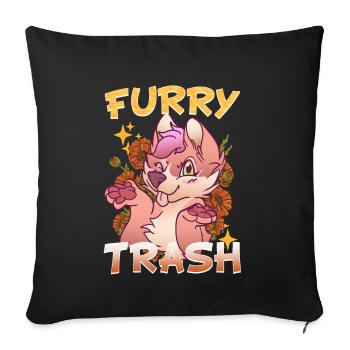 Furry Trash I Furries Convention I Anime Cosplay - Sofa pillowcase 17,3'' x 17,3'' (45 x 45 cm) - black - Front