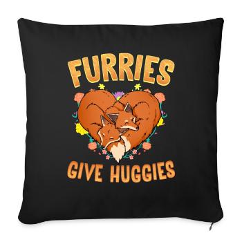Furries give Huggies I Furry Fandom I Cosplay - Sofa pillowcase 17,3'' x 17,3'' (45 x 45 cm) - black - Front