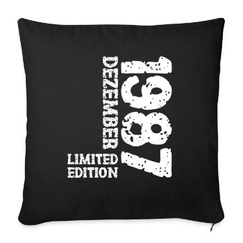 1987 Dezember Limited Edition 36. Geburtstag Deko - Sofakissenbezug 45 x 45 cm - Schwarz - Vorne