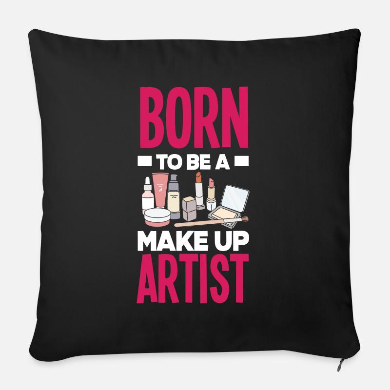 Drôle de maquillage maquilleur artiste cadeau - Housse de coussin décorative 45 x 45 cm - noir