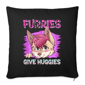 Furries give Huggies I Furry Fandom I Cosplay - Sofakissenbezug 45 x 45 cm - Schwarz - Vorne