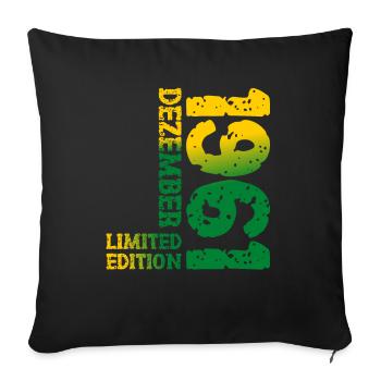 1961 Dezember Limited Edition 62. Geburtstag Deko - Sofakissenbezug 45 x 45 cm - Schwarz - Vorne