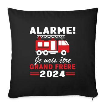 I'm going to be a big brother 2024 / Future big brother - Sofa pillowcase 17,3'' x 17,3'' (45 x 45 cm) - black - Front