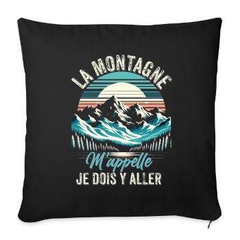 Randonnée Montagne Sport Trekking Humour Alpiniste - Housse de coussin décorative 45 x 45 cm - noir - Devant