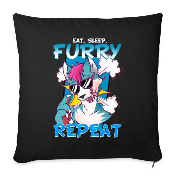 Eat Sleep Furry Repeat I Furries Fandom Cosplay - Sofakissenbezug 45 x 45 cm - Schwarz - Vorne