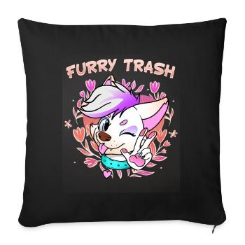 Furry Trash I Furries Convention I Anime Cosplay - Sofa pillowcase 17,3'' x 17,3'' (45 x 45 cm) - black - Front