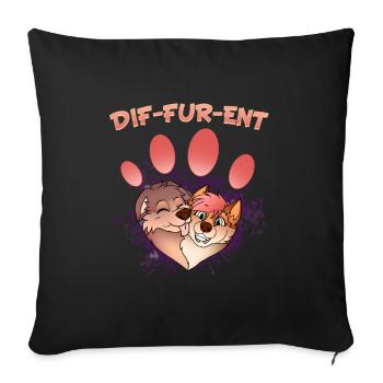 Dif-Fur-Ent I Furry Fandom I Furries Cosplay - Sofa pillowcase 17,3'' x 17,3'' (45 x 45 cm) - black - Front