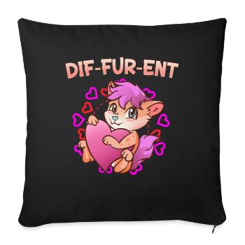 Dif-Fur-Ent I Furry Fandom I Furries Cosplay - Sofa pillowcase 17,3'' x 17,3'' (45 x 45 cm) - black - Front