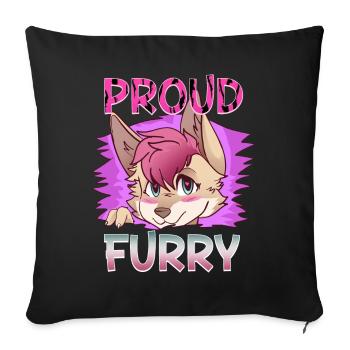 Proud Furry I Furries Cosplay Fandom - Sofakissenbezug 45 x 45 cm - Schwarz - Vorne
