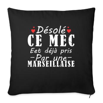Mec Avec Marseillaise Cadeau Couple Saint Valentin - Housse de coussin décorative 45 x 45 cm - noir - Devant