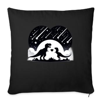Dino Love T-Rex Meteor Shower Valentinstag - Sofakissenbezug 45 x 45 cm - Schwarz - Vorne