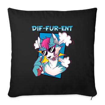 Dif-Fur-Ent I Furry Fandom I Furries Cosplay - Sofa pillowcase 17,3'' x 17,3'' (45 x 45 cm) - black - Front