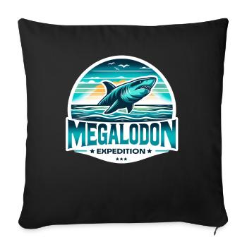 Epic Megalodon Expedition | Shark Lover Adventure - Sofa pillowcase 17,3'' x 17,3'' (45 x 45 cm) - black - Front