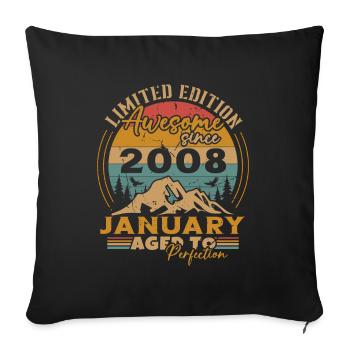Birthday Gifts Born In January 2008 - Sofa pillowcase 17,3'' x 17,3'' (45 x 45 cm) - black - Front