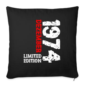 1974 Dezember Limited Edition 49. Geburtstag Deko - Sofakissenbezug 45 x 45 cm - Schwarz - Vorne