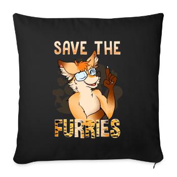 Save the Furries I Furry Fandom Anime Cosplay - Sofakissenbezug 45 x 45 cm - Schwarz - Vorne