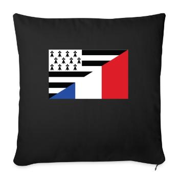 Bretagne Drapeau Cadeau Breton France - Housse de coussin décorative 45 x 45 cm - noir - Devant