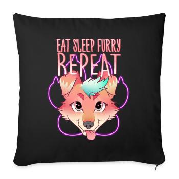 Eat Sleep Furry Repeat I Furries Fandom Cosplay - Sofa pillowcase 17,3'' x 17,3'' (45 x 45 cm) - black - Front