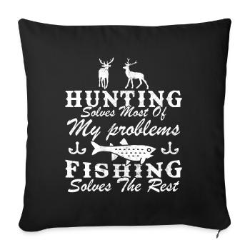 Funny Hunting And Fishing Gift Humor Hunter - Sofa pillowcase 17,3'' x 17,3'' (45 x 45 cm) - black - Front