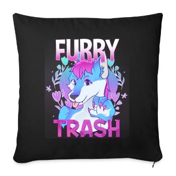 Furry Trash I Furries Convention I Anime Cosplay - Sofakissenbezug 45 x 45 cm - Schwarz - Vorne