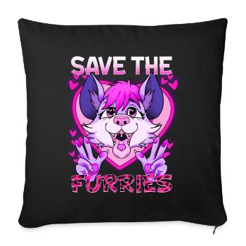 Save the Furries I Furry Fandom Anime Cosplay - Sofa pillowcase 17,3'' x 17,3'' (45 x 45 cm) - black - Front
