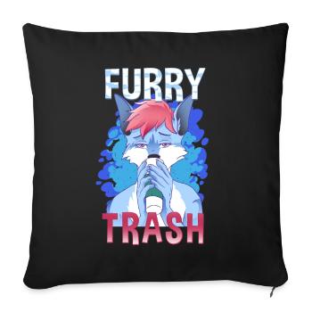 Furry Trash I Furries Convention I Anime Cosplay - Sofakissenbezug 45 x 45 cm - Schwarz - Vorne