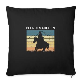 Fille de cheval I équitation Haflinger Horse Farm - Housse de coussin décorative 45 x 45 cm - noir - Devant