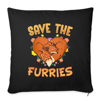 Save the Furries I Furry Fandom Anime Cosplay - Sofa pillowcase 17,3'' x 17,3'' (45 x 45 cm) - black - Front