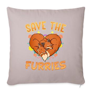 Save the Furries I Furry Fandom Anime Cosplay - Sofakissenbezug 45 x 45 cm - helles Taupe - Vorne