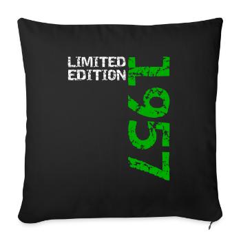 1957 édition limitée anniversaire cadeau femme mari - Housse de coussin décorative 45 x 45 cm - noir - Devant