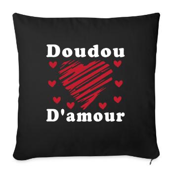 Doudou D'amour Cadeau Saint Valentin - Housse de coussin décorative 45 x 45 cm - noir - Devant