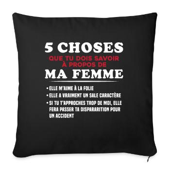 Humour Couple Jalousie Cadeau Amoureux Copain - Housse de coussin décorative 45 x 45 cm - noir - Devant