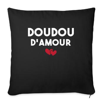 Doudou D'amour Cadeau Saint Valentin - Housse de coussin décorative 45 x 45 cm - noir - Devant