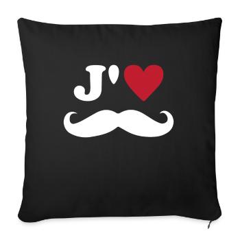 Ich liebe Schnurrbart, Valentinstag, Ehemann, Vater, Liebe - Sofakissenbezug 45 x 45 cm - Schwarz - Vorne