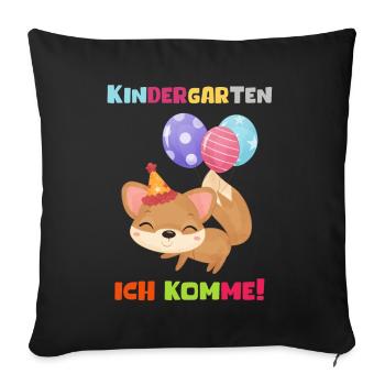 Kindergarten 2023 Ich Komme Mädchen Kita Geschenk - Sofakissenbezug 45 x 45 cm - Schwarz - Vorne