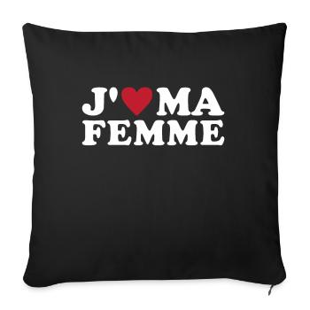 J'aime ma femme Cadeau Saint Valentin - Housse de coussin décorative 45 x 45 cm - noir - Devant