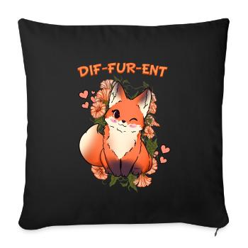 Dif-Fur-Ent I Furry Fandom I Furries Cosplay - Sofa pillowcase 17,3'' x 17,3'' (45 x 45 cm) - black - Front