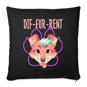 Dif-Fur-Ent I Furry Fandom I Furries Cosplay - Sofa pillowcase 17,3'' x 17,3'' (45 x 45 cm) - black - Front