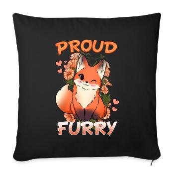 Proud Furry I Furries Cosplay Fandom - Sofakissenbezug 45 x 45 cm - Schwarz - Vorne