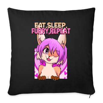 Eat Sleep Furry Repeat I Furries Fandom Cosplay - Sofa pillowcase 17,3'' x 17,3'' (45 x 45 cm) - black - Front