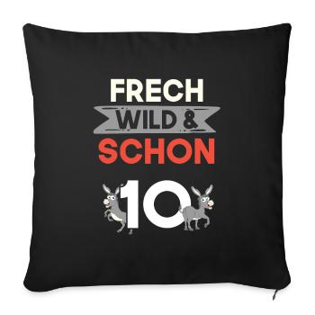 10 Jahre Geburtstag Junge Mädchen Esel - Sofakissenbezug 45 x 45 cm - Schwarz - Vorne