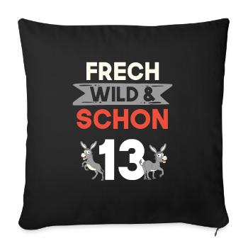 13 Jahre Geburtstag Junge Mädchen Esel - Sofakissenbezug 45 x 45 cm - Schwarz - Vorne